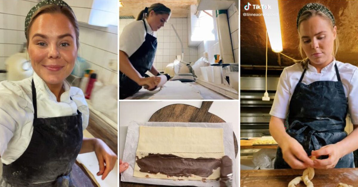 Bildkollage på Linnea Orvegård när hon bakar