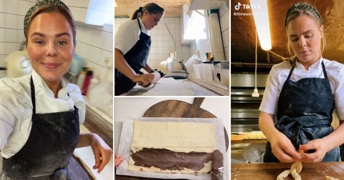 Bildkollage på Linnea Orvegård när hon bakar